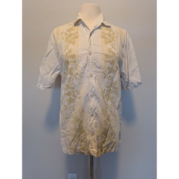 Tommy Bahama Ivory Medium Hawaiian Shirt Button Down Island Vacation - Picture 1 of 4